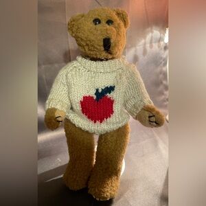 Berkeley Designs Teddy Bear With Apple Sweater, Jointed, 12” high